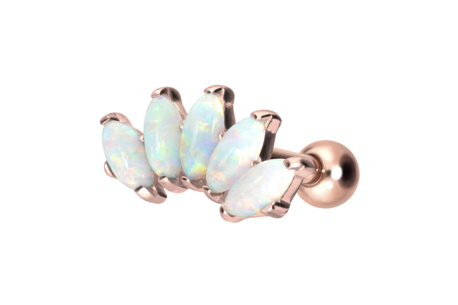 Titan Ohrpiercing mit Innengewinde BOGEN + SYNTHETISCHE OPALE